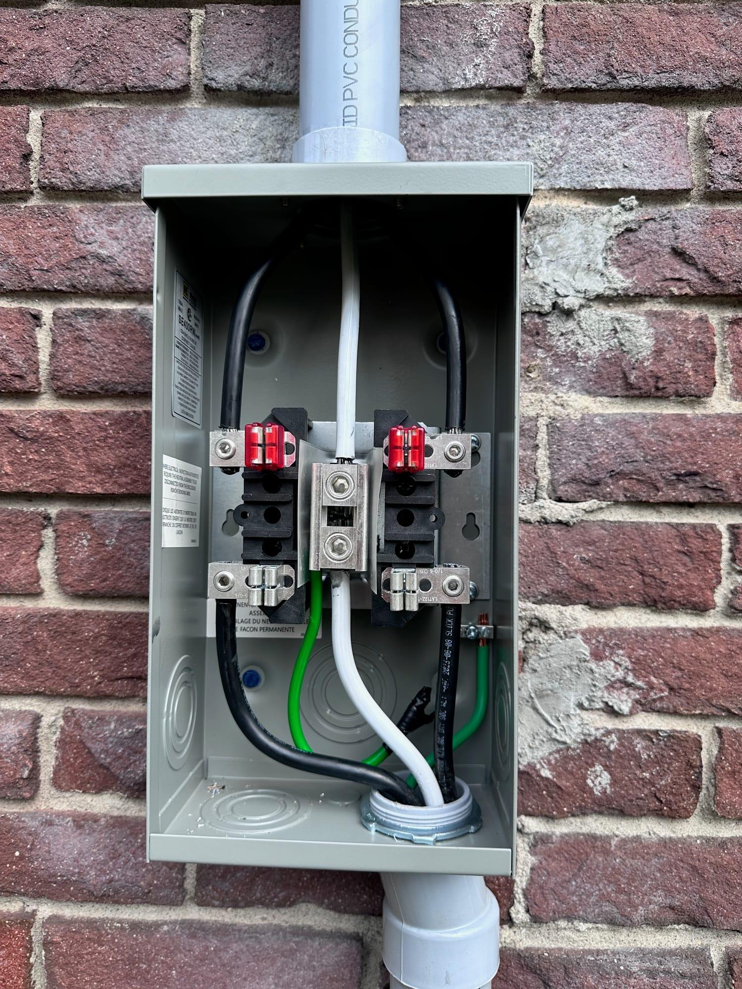 Meter base and service equipment prepared for ESA inspection on an Ottawa home.